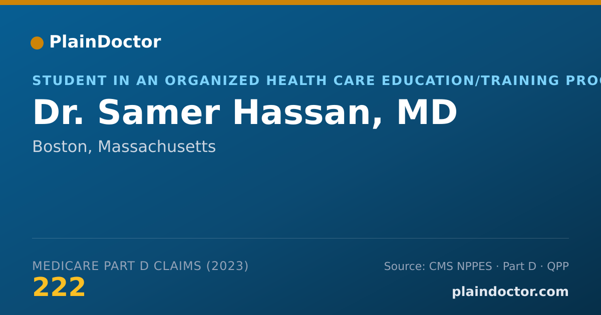 Shareable card for Samer Hassan, MD - Student in an Organized Health Care Education/Training Program, Boston, MA
