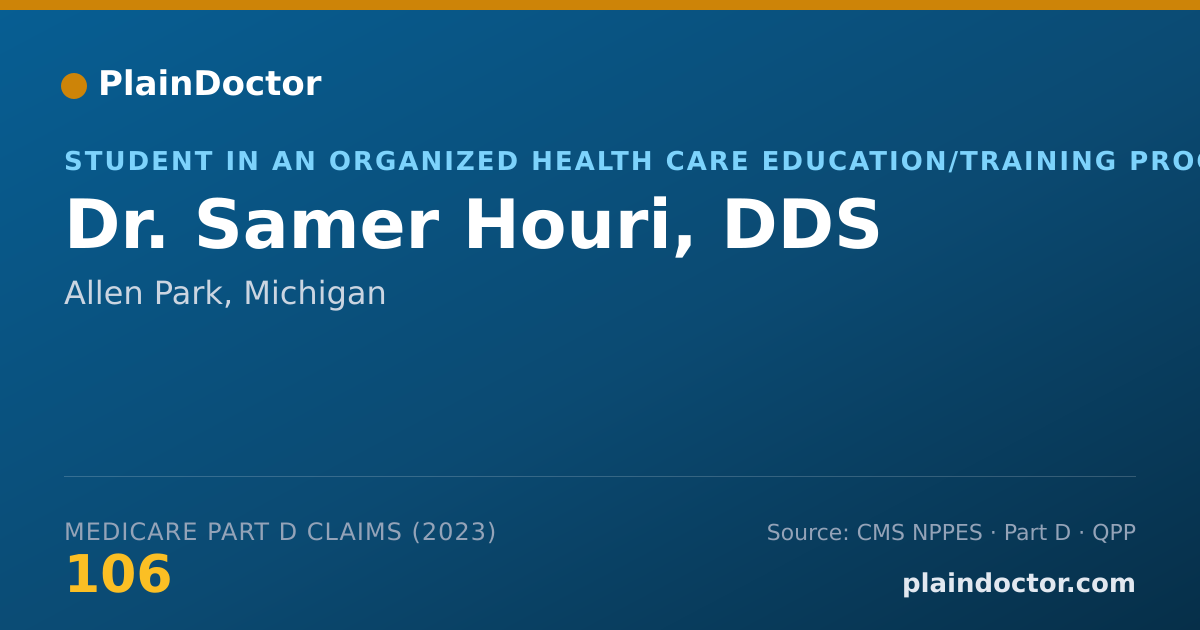 Shareable card for Samer Houri, DDS - Student in an Organized Health Care Education/Training Program, Allen Park, MI