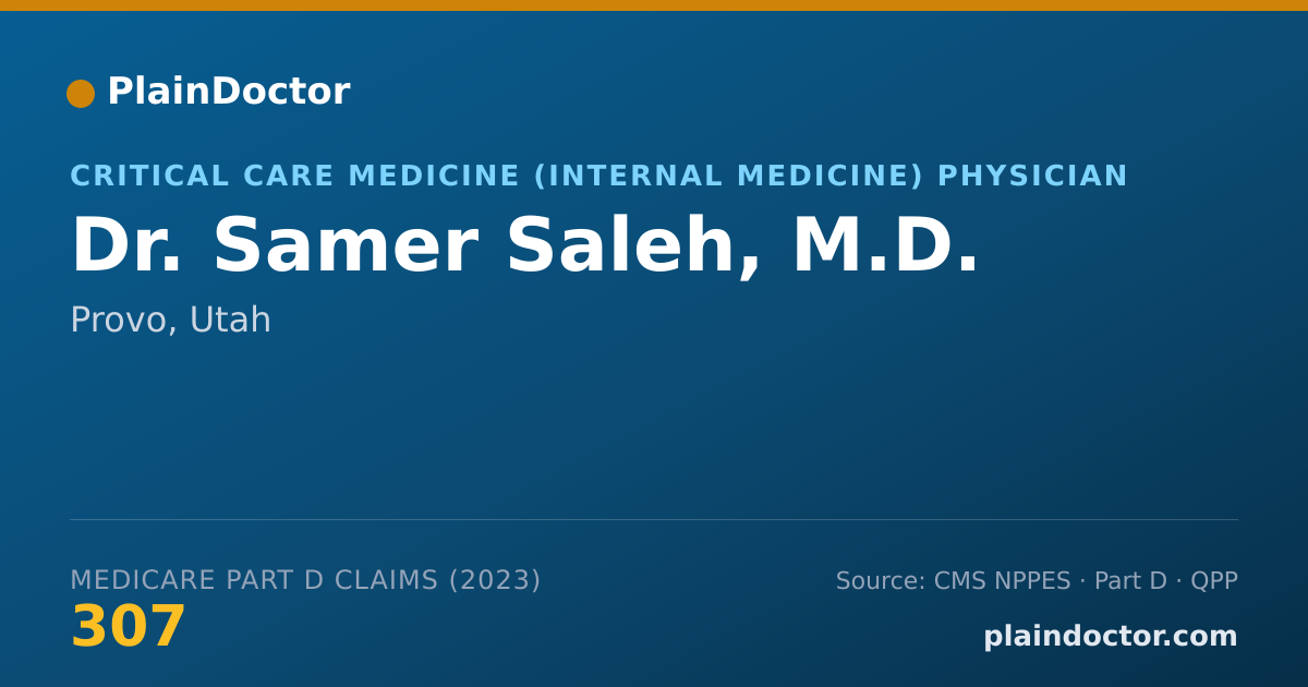 Shareable card for Samer Saleh, M.D. - Critical Care Medicine (Internal Medicine) Physician, Provo, UT