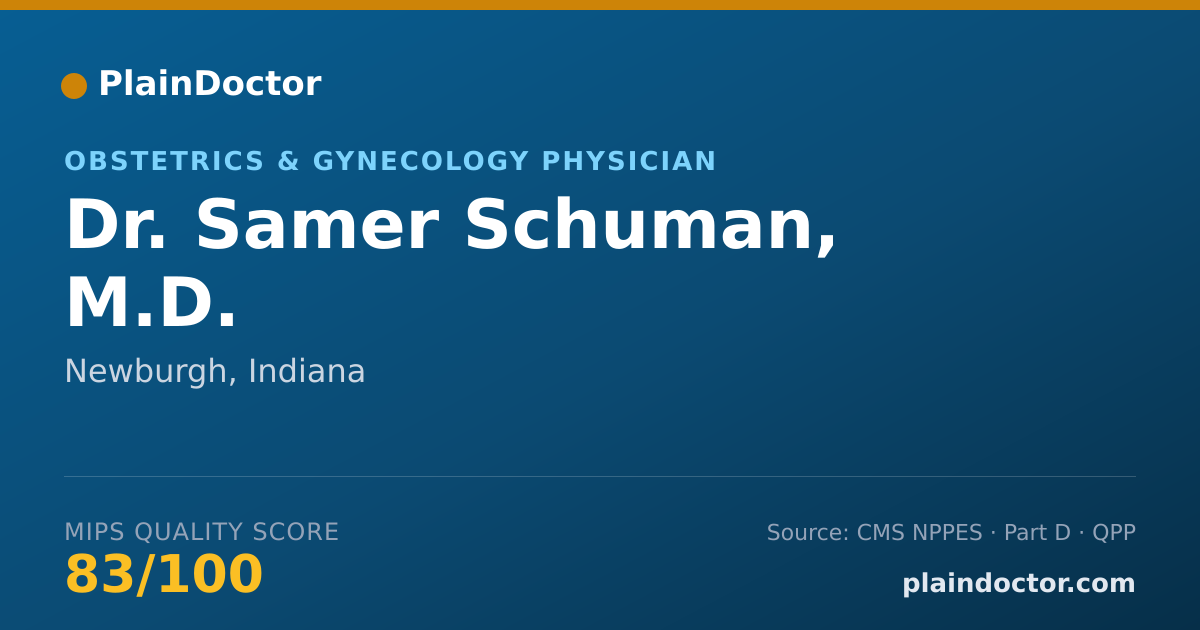 Shareable card for Samer Schuman, M.D. - Obstetrics & Gynecology Physician, Newburgh, IN