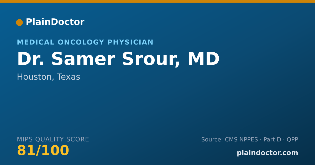 Shareable card for Samer Srour, MD - Medical Oncology Physician, Houston, TX