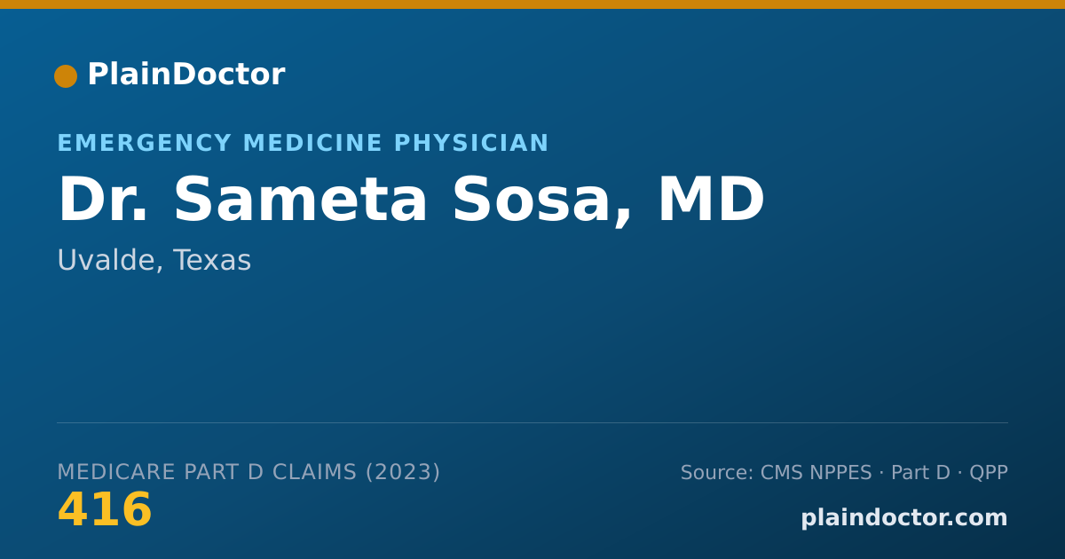 Shareable card for Sameta Sosa, MD - Emergency Medicine Physician, Uvalde, TX