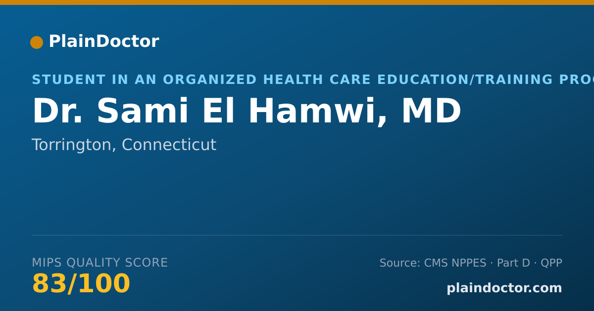 Shareable card for Sami El Hamwi, MD - Student in an Organized Health Care Education/Training Program, Torrington, CT