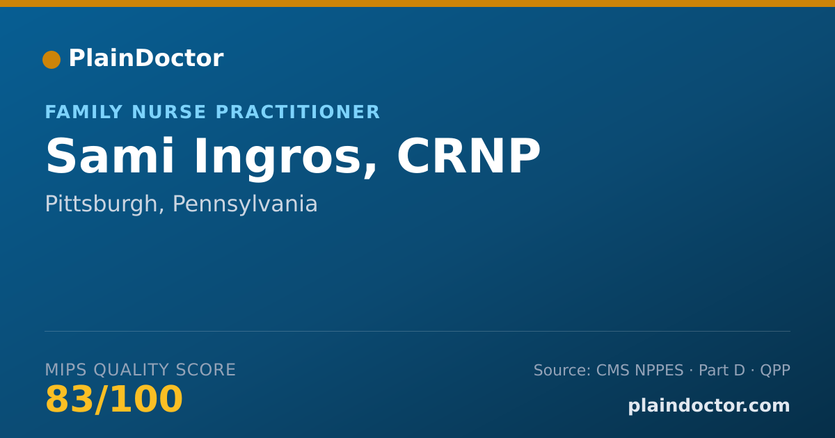 Shareable card for Sami Ingros, CRNP - Family Nurse Practitioner, Pittsburgh, PA