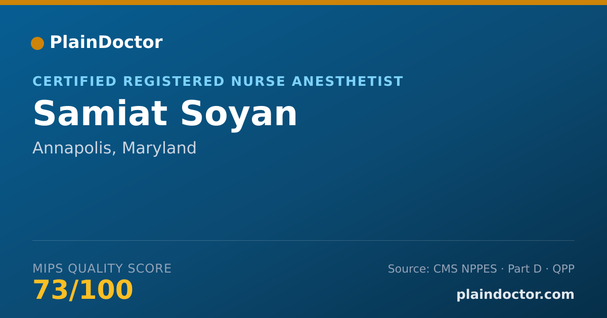 Shareable card for Samiat Soyan - Certified Registered Nurse Anesthetist, Annapolis, MD