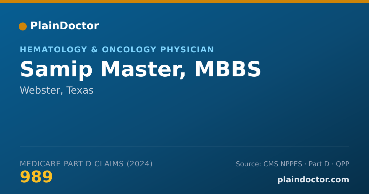 Shareable card for Samip Master, MBBS - Hematology & Oncology Physician, Webster, TX