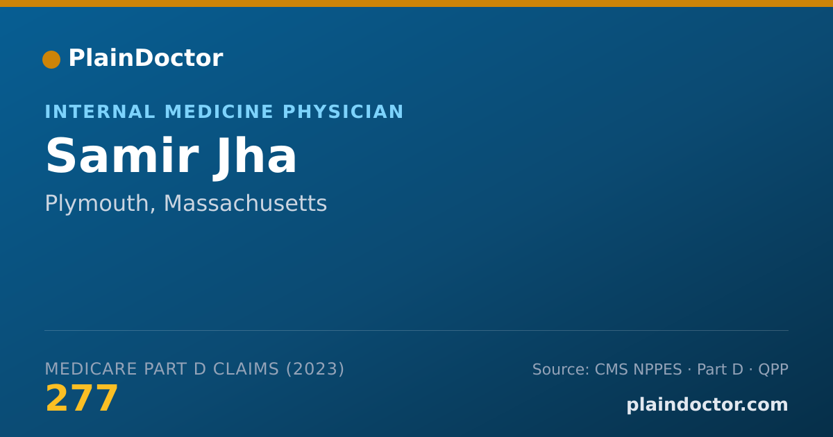 Shareable card for Samir Jha - Internal Medicine Physician, Plymouth, MA