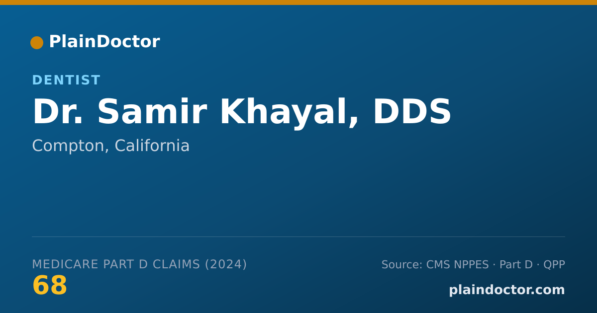 Shareable card for Samir Khayal, DDS - Dentist, Compton, CA