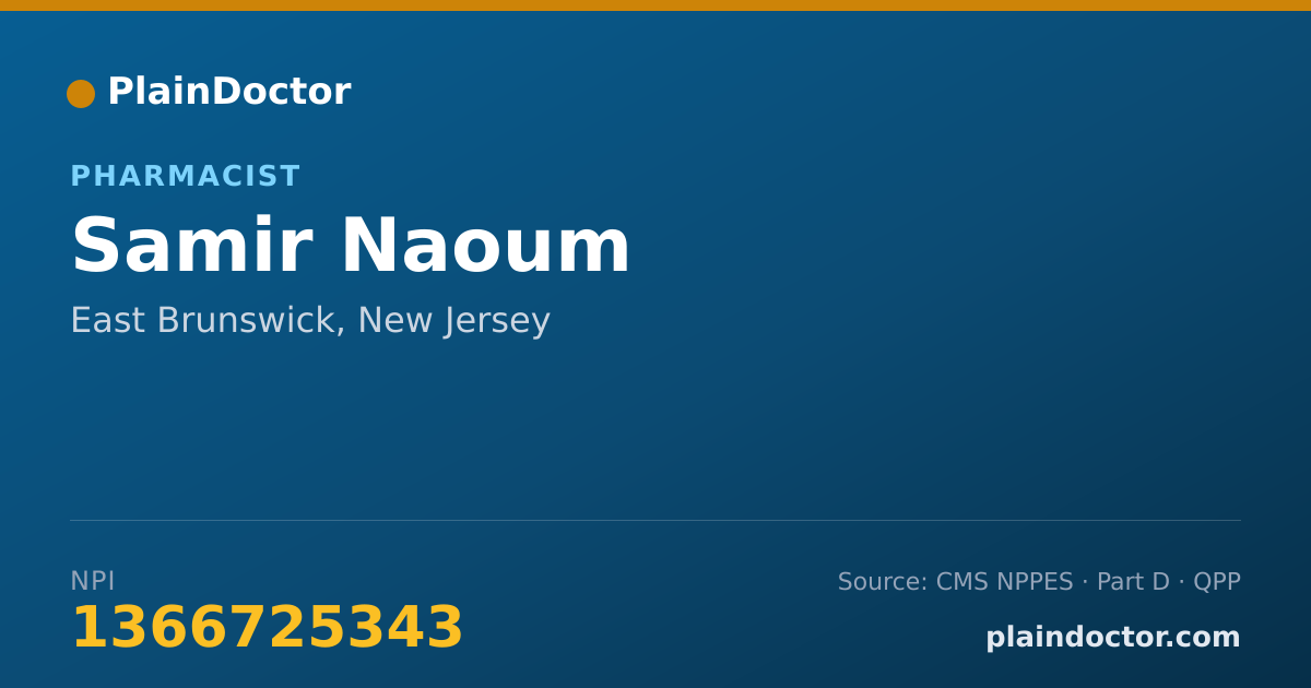 Shareable card for Samir Naoum - Pharmacist, East Brunswick, NJ
