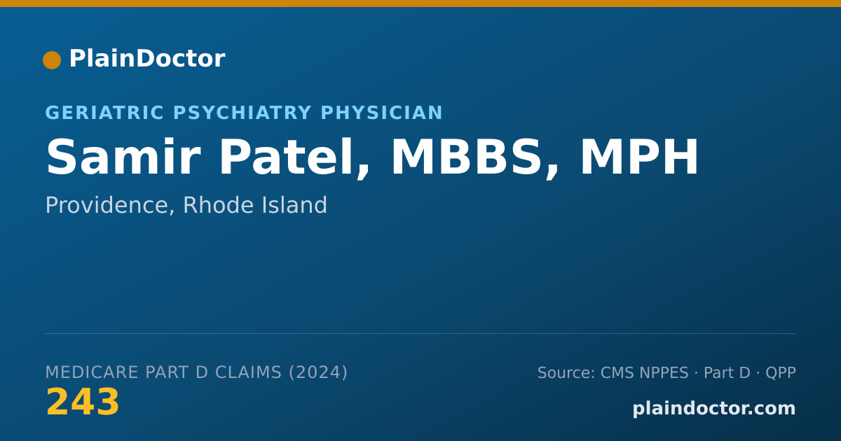 Shareable card for Samir Patel, MBBS, MPH - Geriatric Psychiatry Physician, Providence, RI