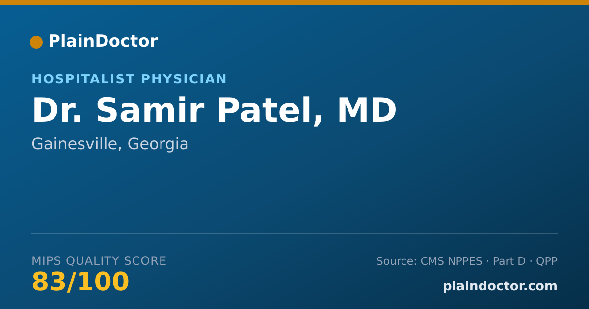 Shareable card for Samir Patel, MD - Hospitalist Physician, Gainesville, GA