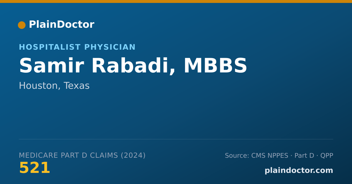 Shareable card for Samir Rabadi, MBBS - Internal Medicine Physician, Houston, TX