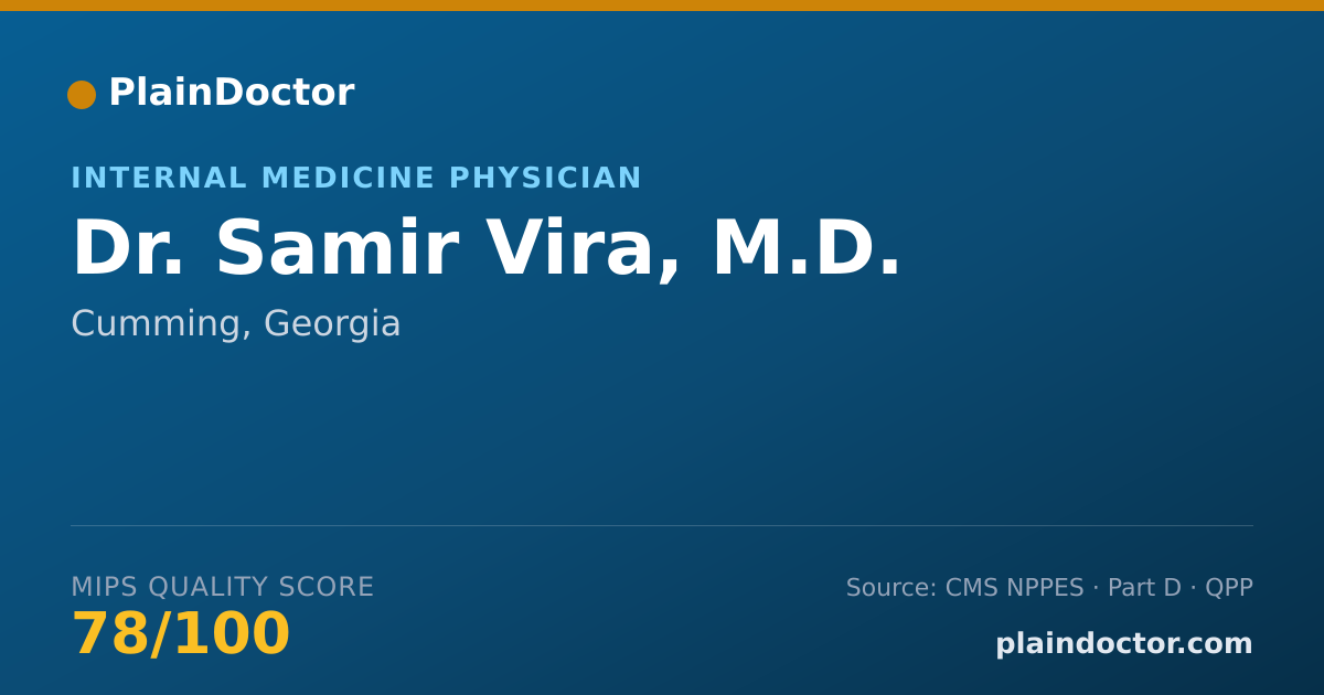Shareable card for Samir Vira, M.D. - Internal Medicine Physician, Cumming, GA