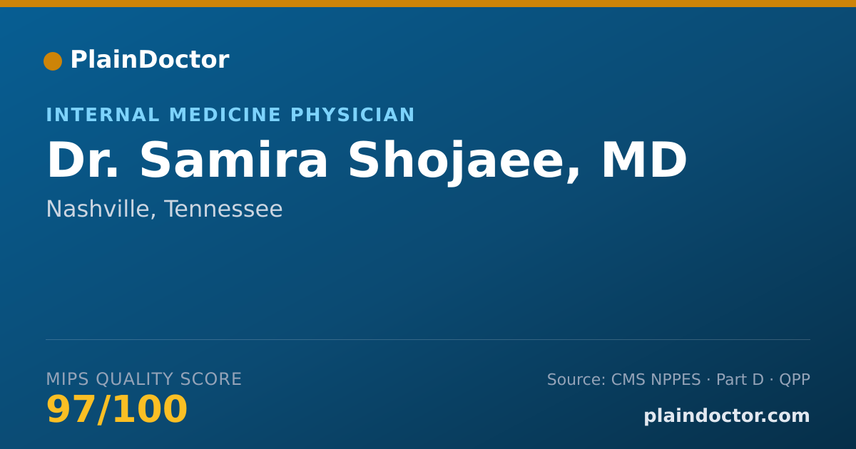 Shareable card for Samira Shojaee, MD - Internal Medicine Physician, Nashville, TN