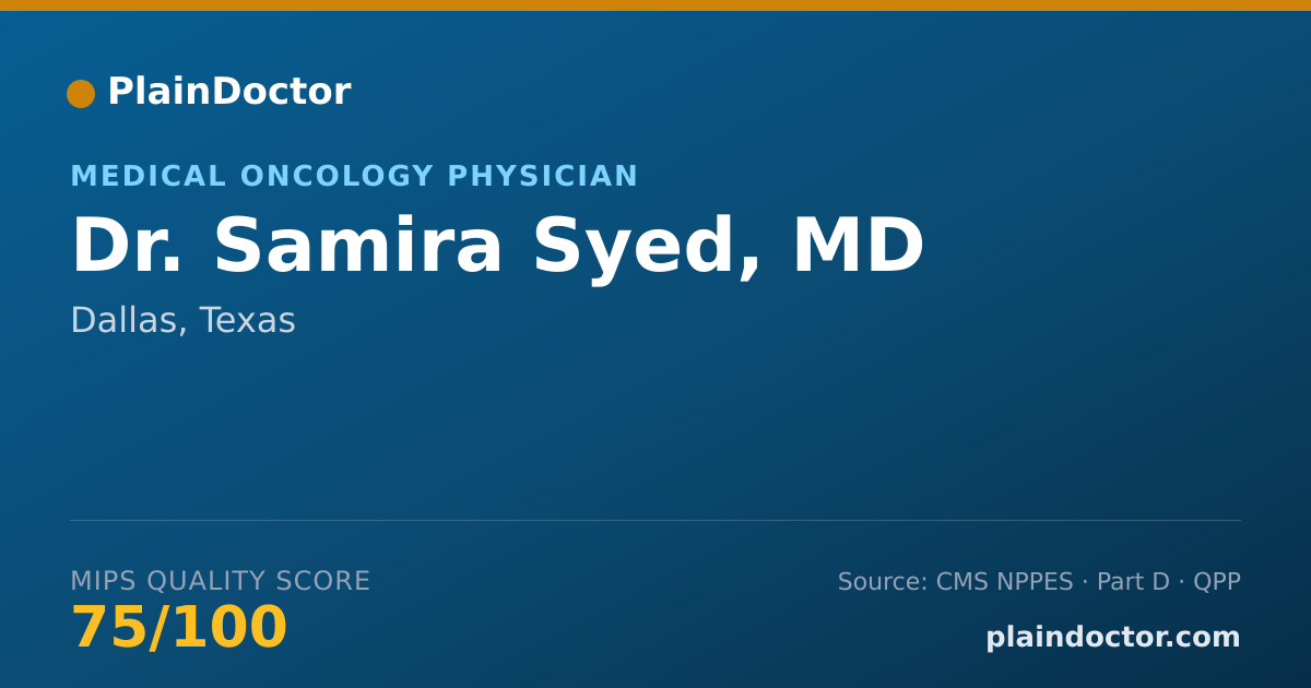 Shareable card for Samira Syed, MD - Medical Oncology Physician, Dallas, TX