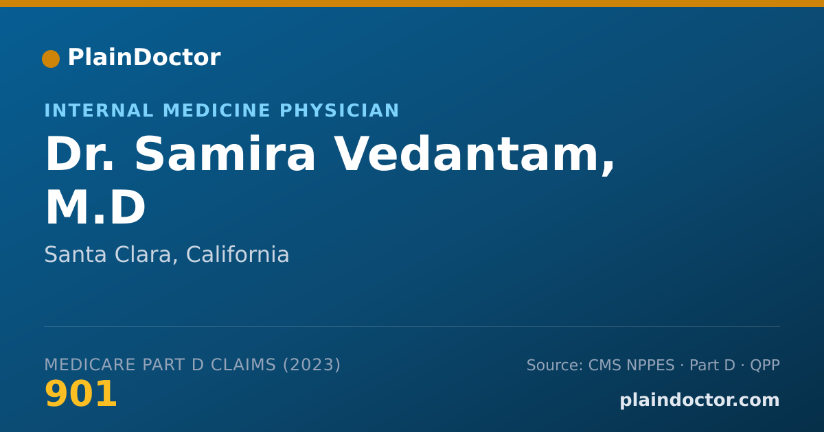 Shareable card for Samira Vedantam, M.D - Internal Medicine Physician, Santa Clara, CA
