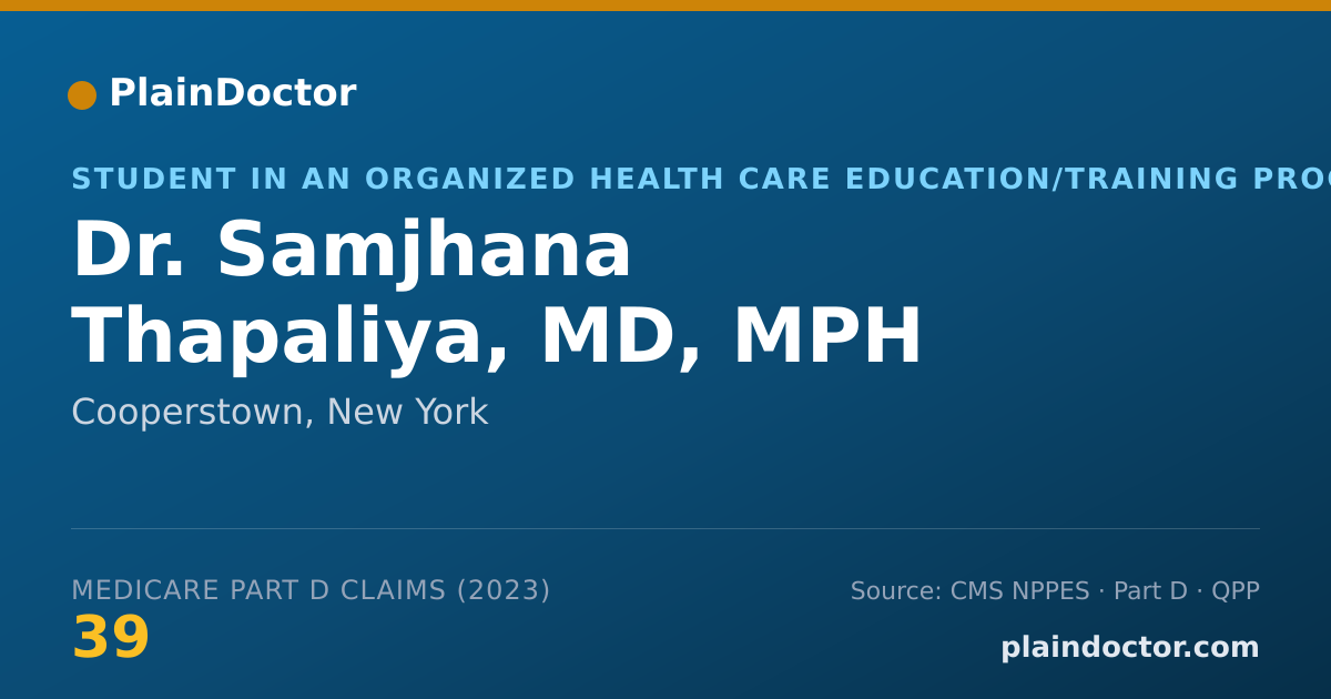 Shareable card for Samjhana Thapaliya, MD, MPH - Student in an Organized Health Care Education/Training Program, Cooperstown, NY