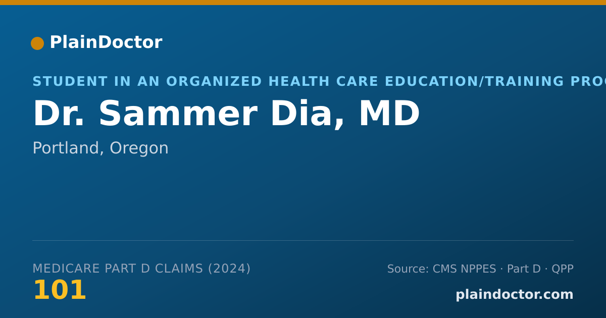 Shareable card for Sammer Dia, MD - Student in an Organized Health Care Education/Training Program, Portland, OR