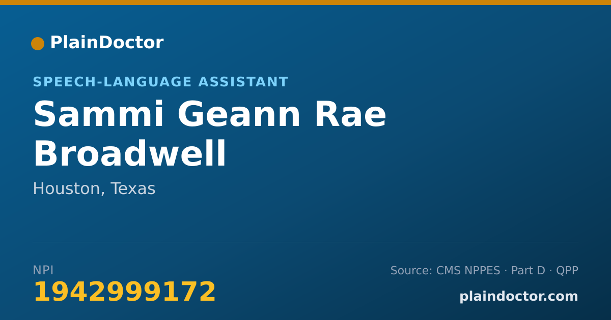 Shareable card for Sammi Geann Rae Broadwell - Speech-Language Assistant, Houston, TX