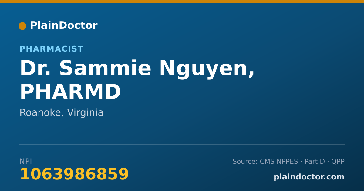 Shareable card for Sammie Nguyen, PHARMD - Pharmacist, Roanoke, VA