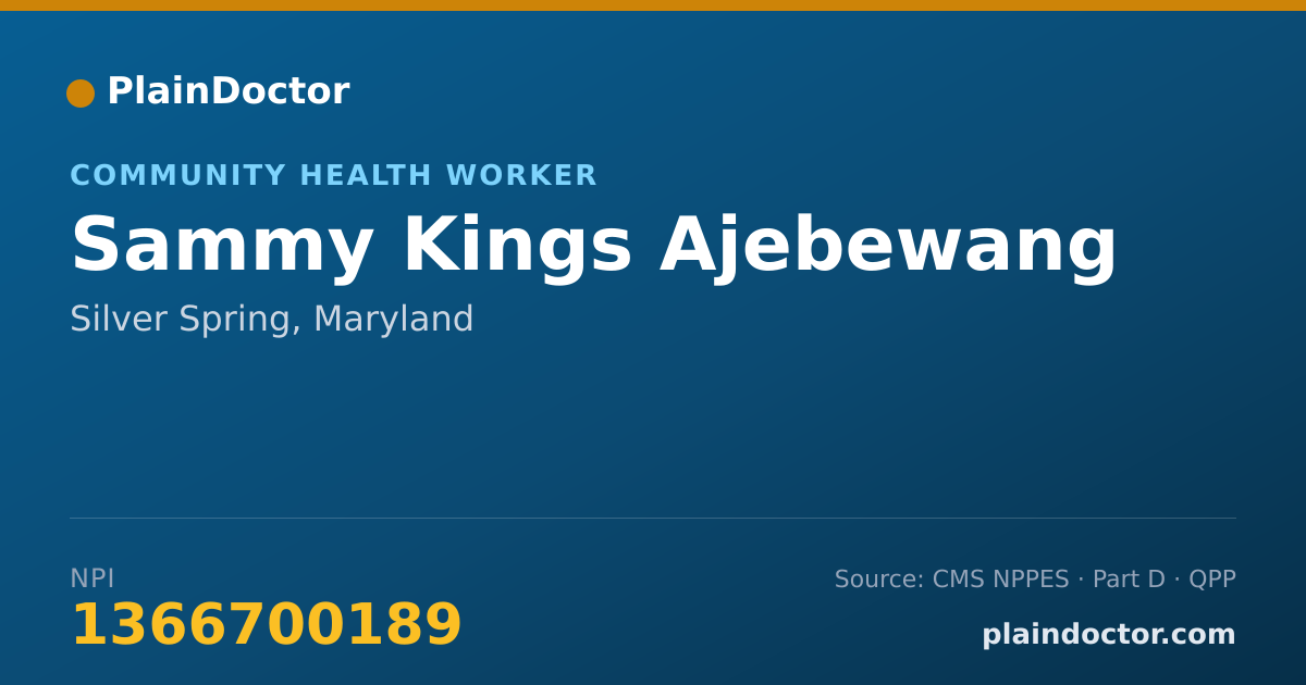 Shareable card for Sammy Kings Ajebewang - Community Health Worker, Silver Spring, MD
