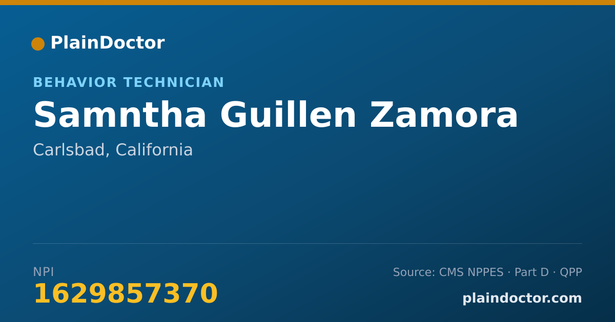 Shareable card for Samntha Guillen Zamora - Behavior Technician, Carlsbad, CA