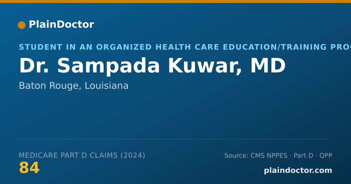 Shareable card for Sampada Kuwar, MD - Student in an Organized Health Care Education/Training Program, Baton Rouge, LA