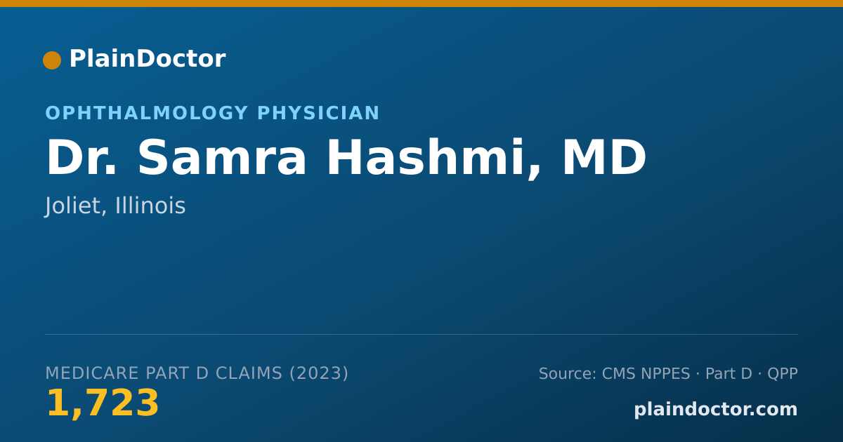 Shareable card for Samra Hashmi, MD - Ophthalmology Physician, Joliet, IL