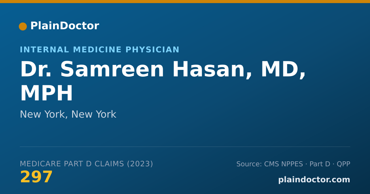 Shareable card for Samreen Hasan, MD, MPH - Internal Medicine Physician, New York, NY