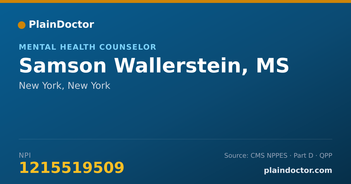Shareable card for Samson Wallerstein, MS - Mental Health Counselor, New York, NY