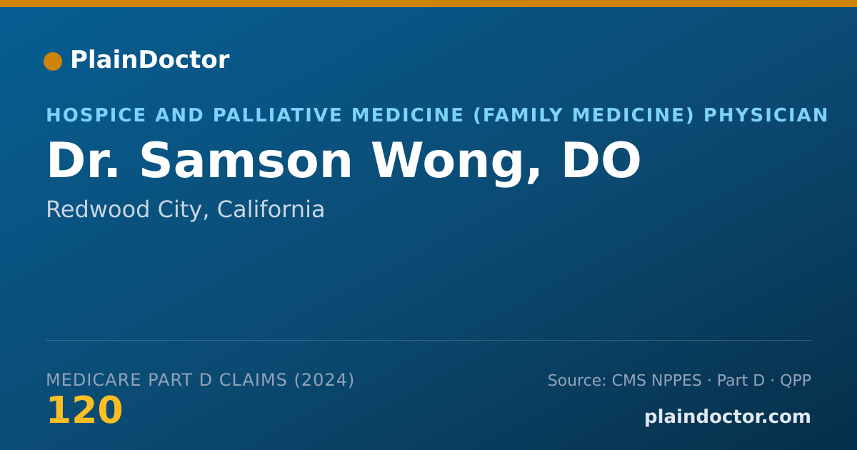 Shareable card for Samson Wong, DO - Hospice and Palliative Medicine (Family Medicine) Physician, Redwood City, CA