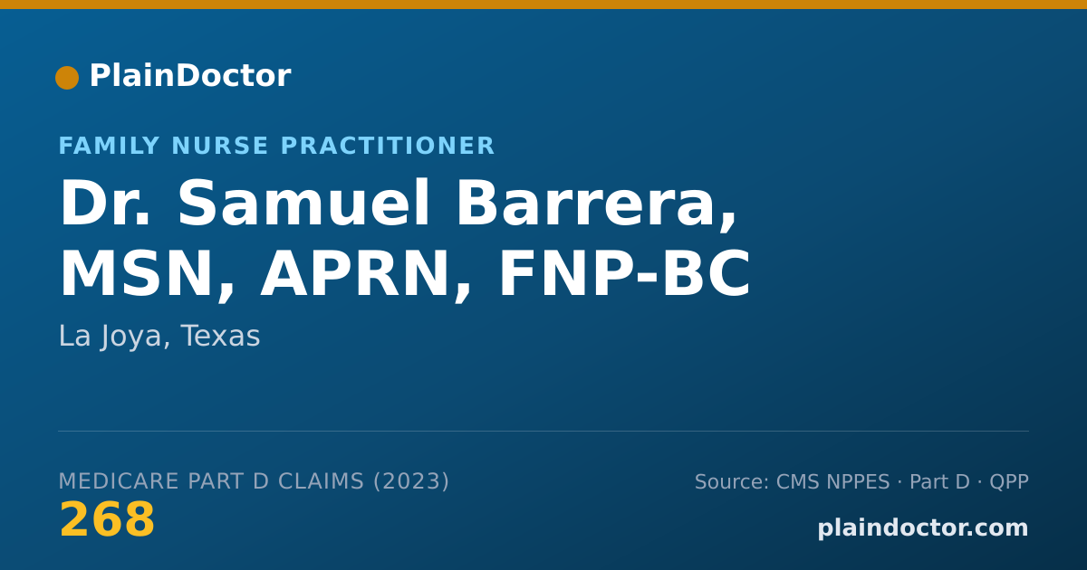 Shareable card for Samuel Barrera, MSN, APRN, FNP-BC - Family Nurse Practitioner, La Joya, TX