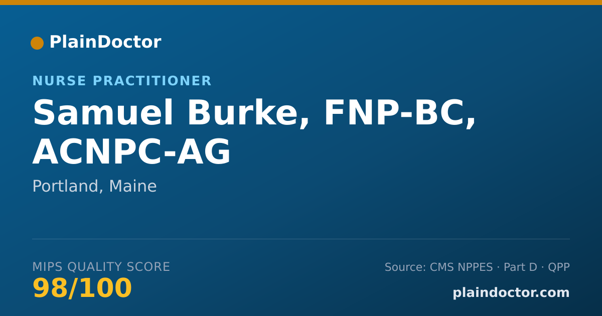 Shareable card for Samuel Burke, FNP-BC, ACNPC-AG - Nurse Practitioner, Portland, ME