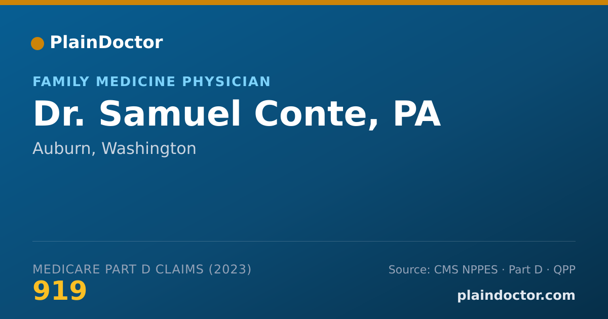 Shareable card for Samuel Conte, PA - Family Medicine Physician, Auburn, WA