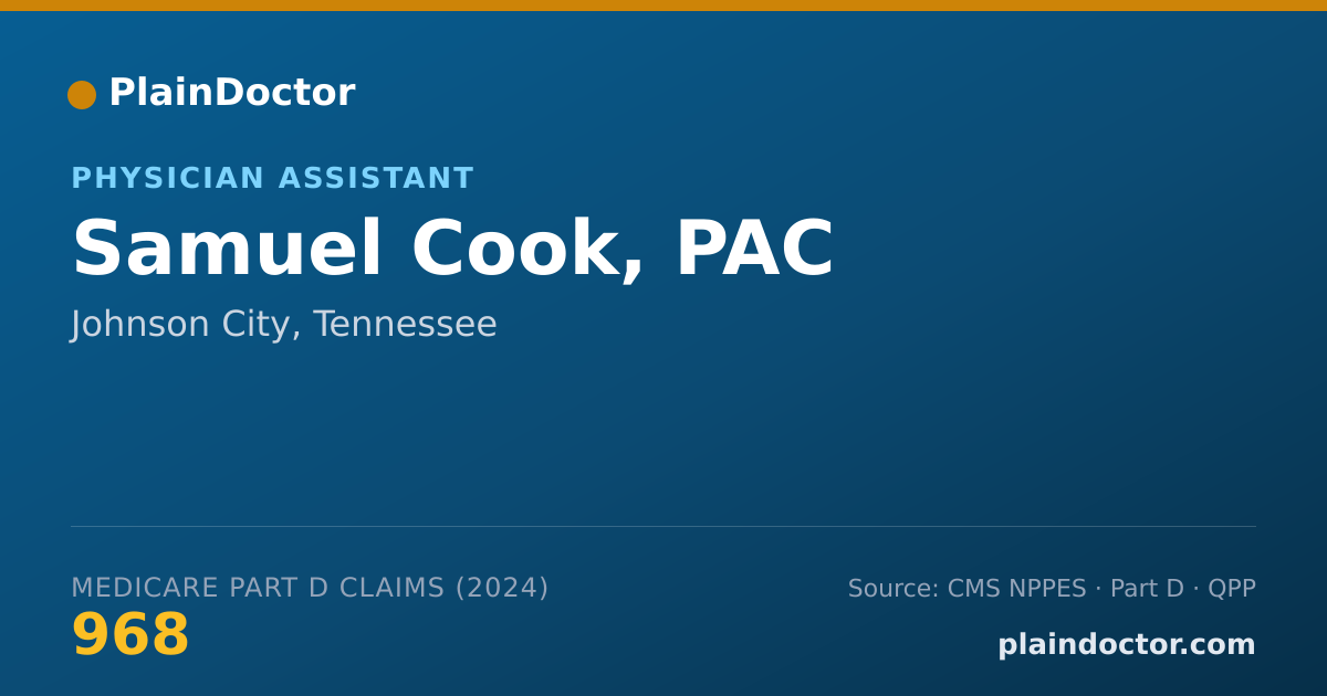 Shareable card for Samuel Cook, PAC - Physician Assistant, Johnson City, TN