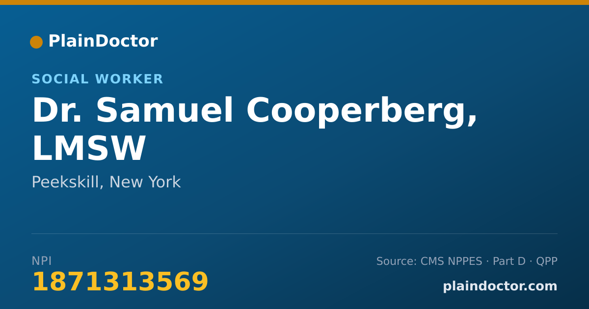 Shareable card for Samuel Cooperberg, LMSW - Social Worker, Peekskill, NY
