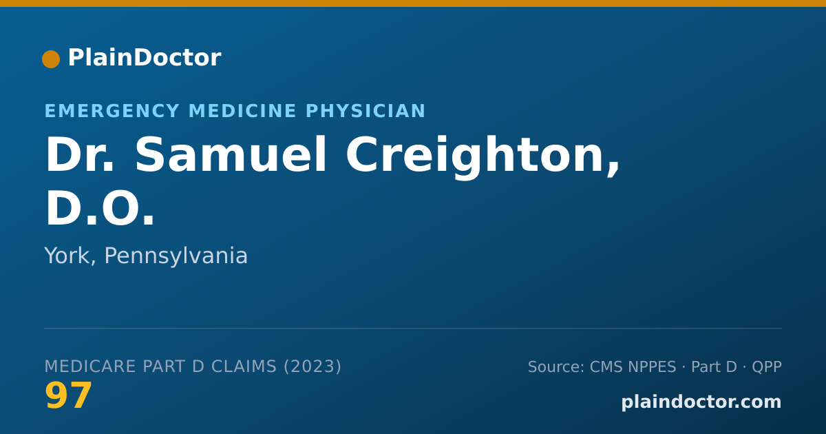 Shareable card for Samuel Creighton, D.O. - Emergency Medicine Physician, York, PA