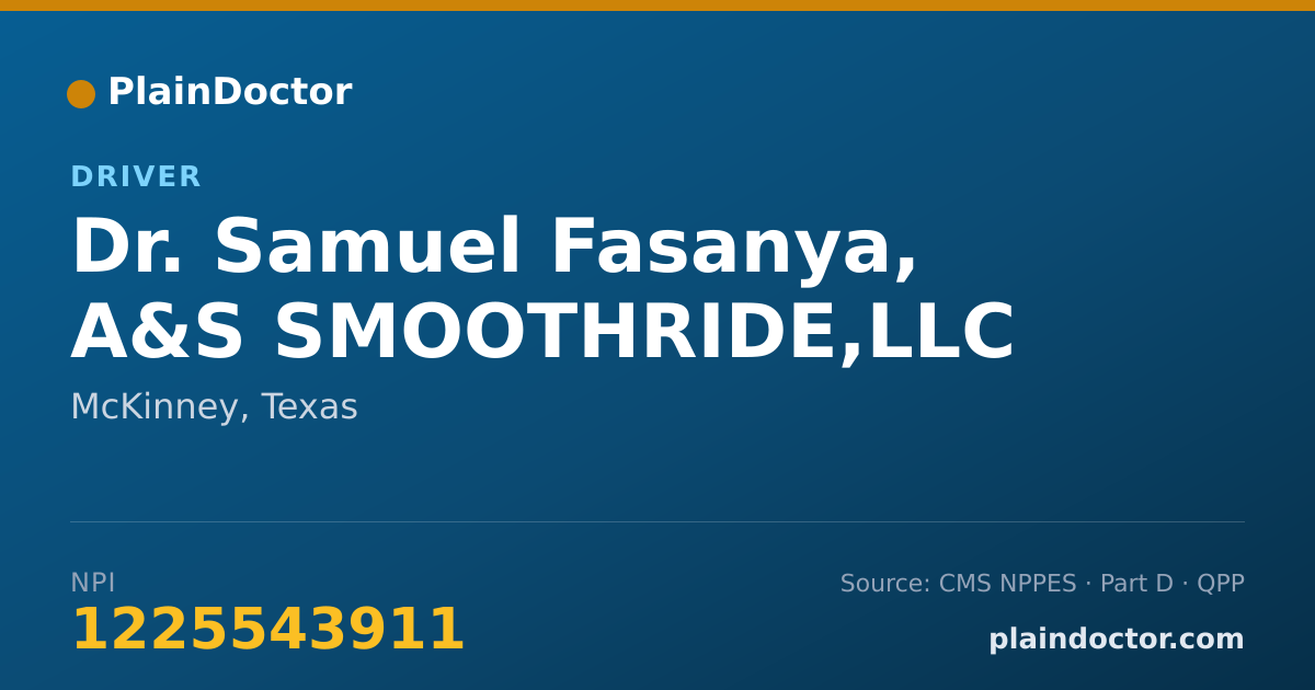 Shareable card for Samuel Fasanya, A&S SMOOTHRIDE,LLC - Driver, McKinney, TX