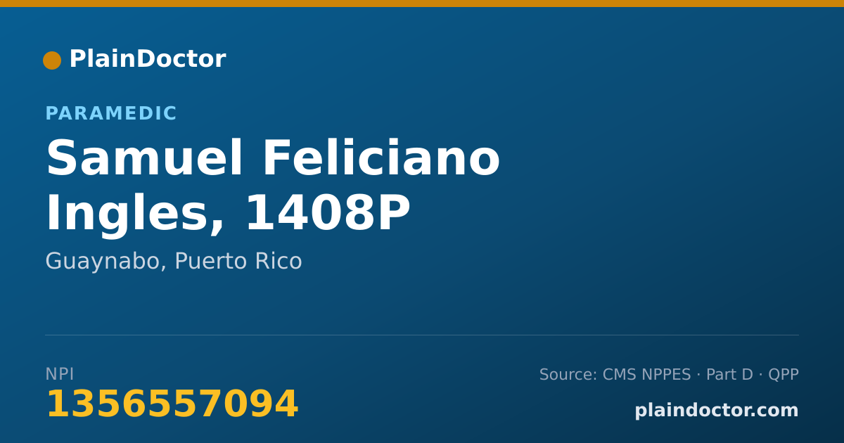 Shareable card for Samuel Feliciano Ingles, 1408P - Paramedic, Guaynabo, PR