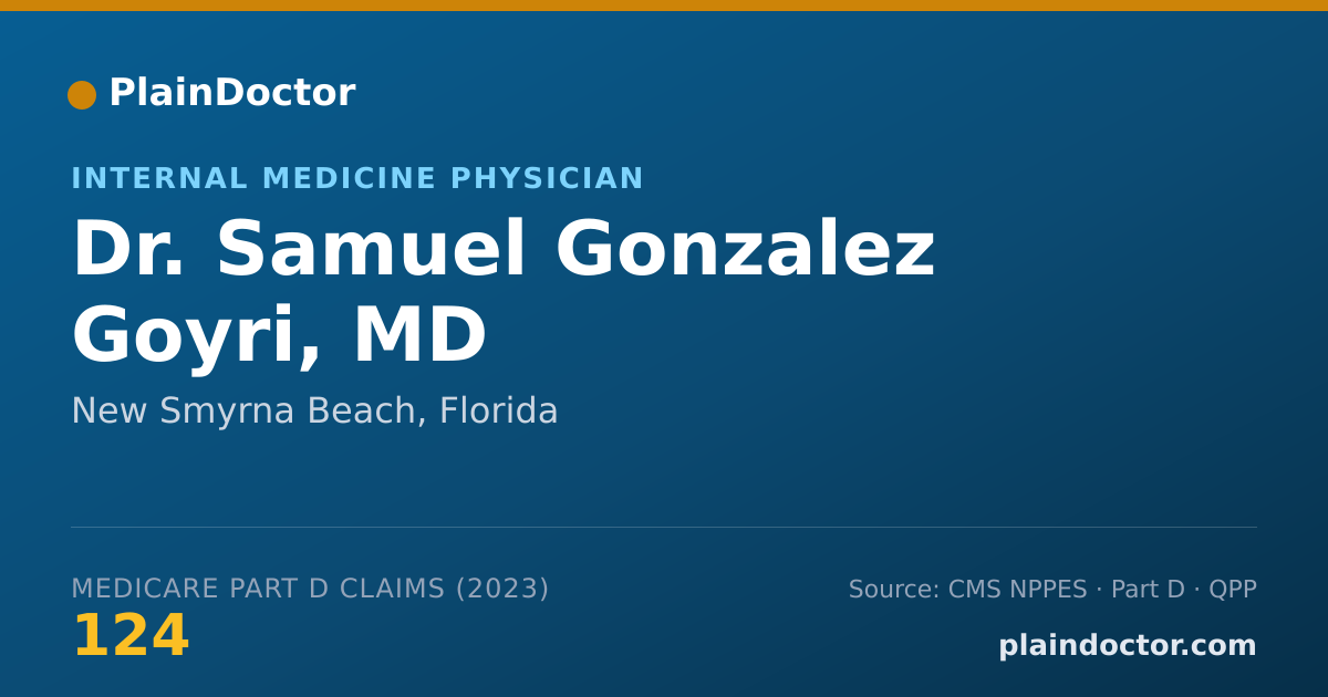Shareable card for Samuel Gonzalez Goyri, MD - Internal Medicine Physician, New Smyrna Beach, FL