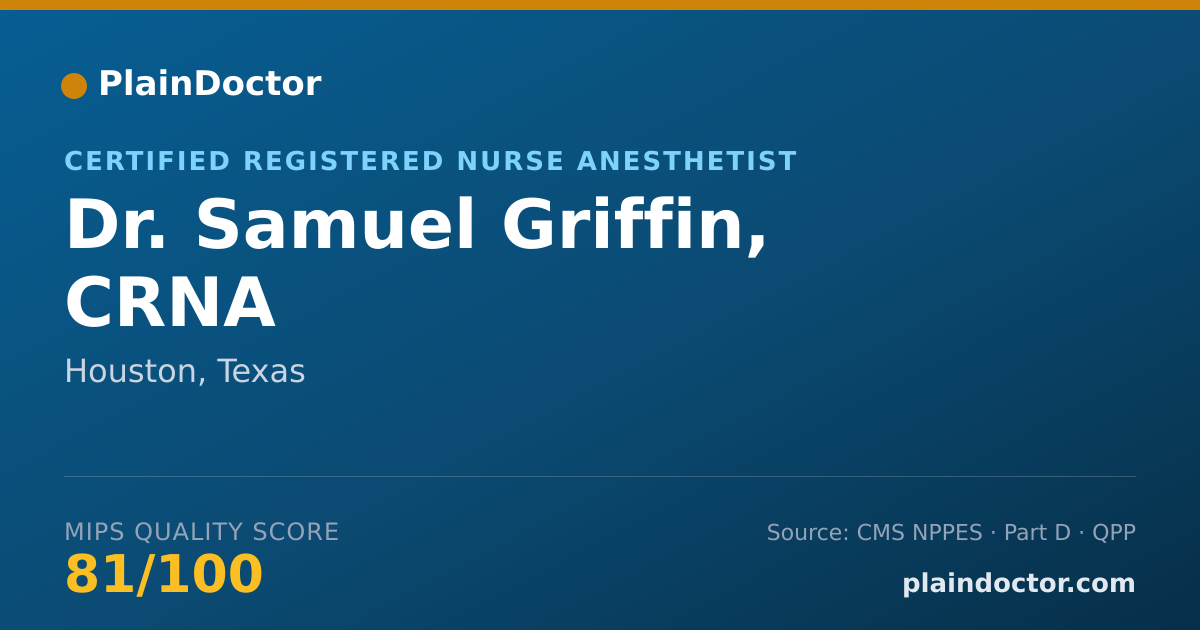 Shareable card for Samuel Griffin, CRNA - Certified Registered Nurse Anesthetist, Houston, TX