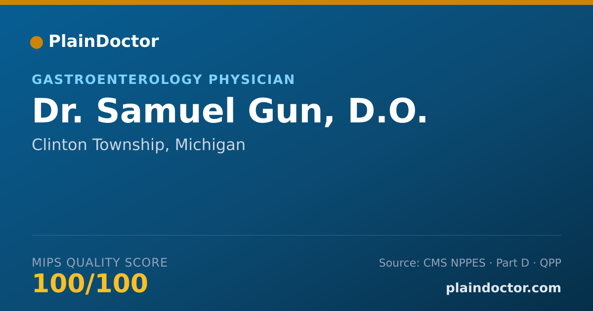 Shareable card for Samuel Gun, D.O. - Gastroenterology Physician, Clinton Township, MI