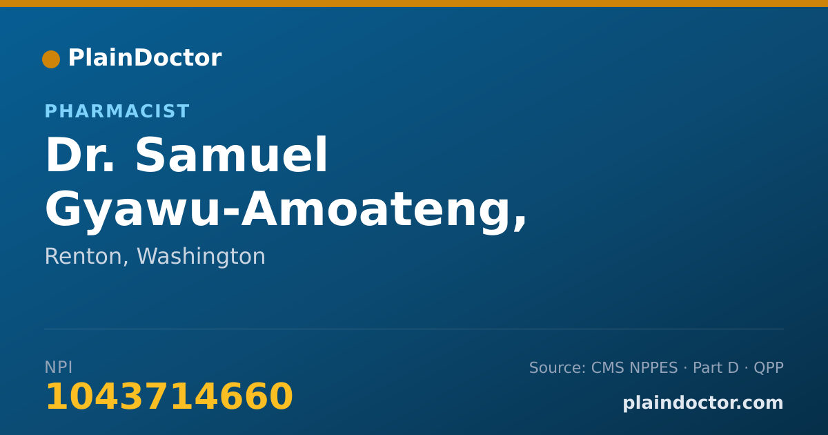 Shareable card for Samuel Gyawu-Amoateng, PHARM.D - Pharmacist, Renton, WA