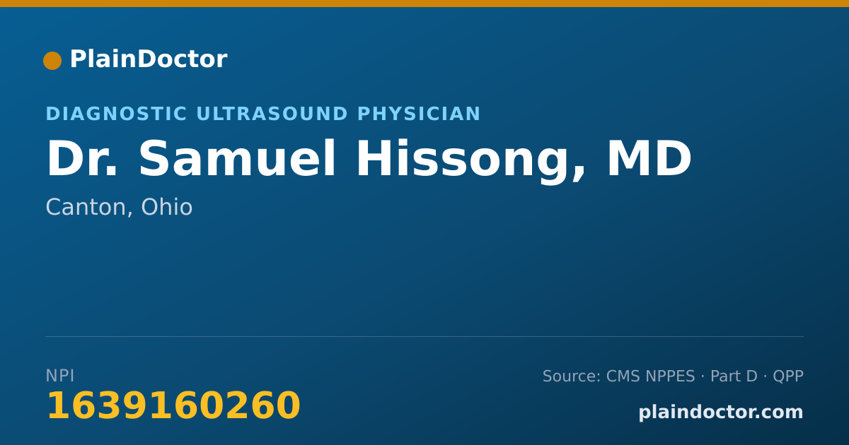 Shareable card for Samuel Hissong, MD - Diagnostic Ultrasound Physician, Canton, OH