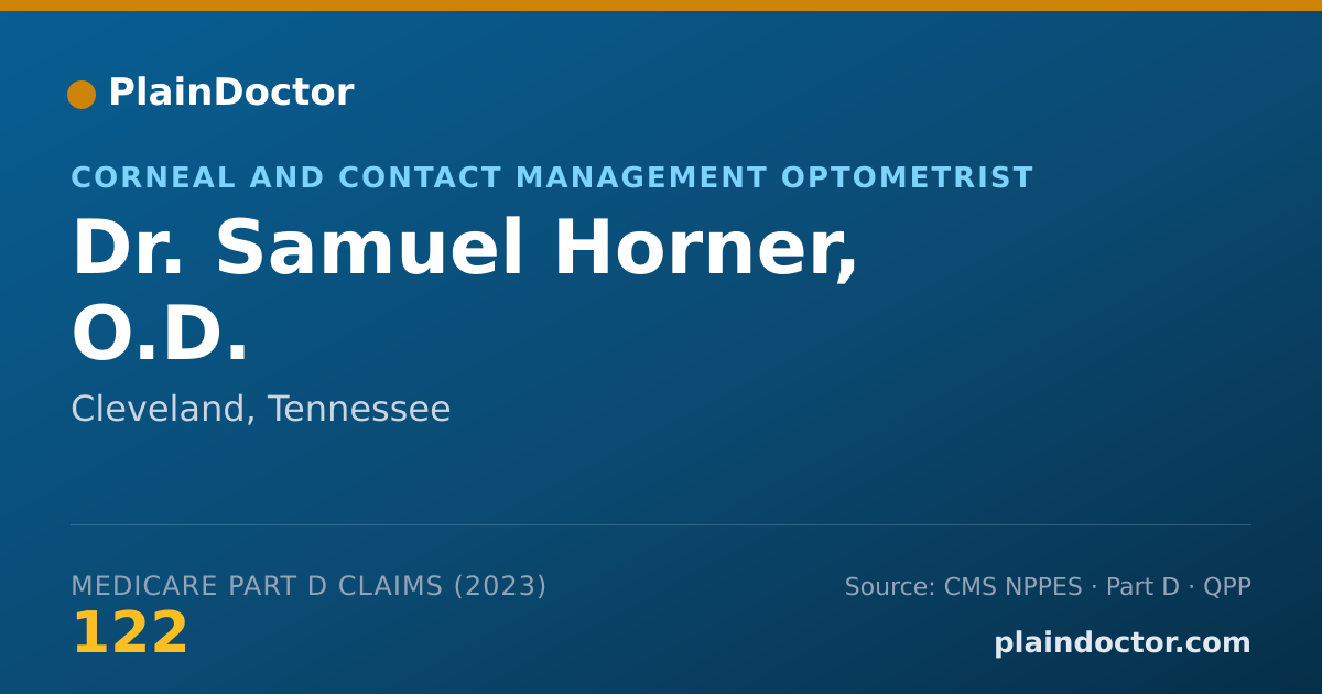 Shareable card for Samuel Horner, O.D. - Corneal and Contact Management Optometrist, Cleveland, TN
