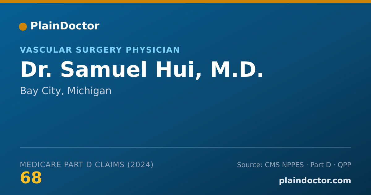 Shareable card for Samuel Hui, M.D. - Vascular Surgery Physician, Bay City, MI