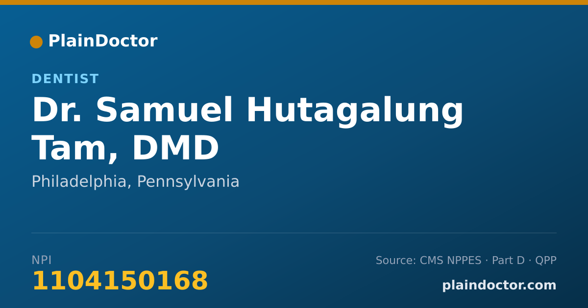 Shareable card for Samuel Hutagalung Tam, DMD - Dentist, Philadelphia, PA