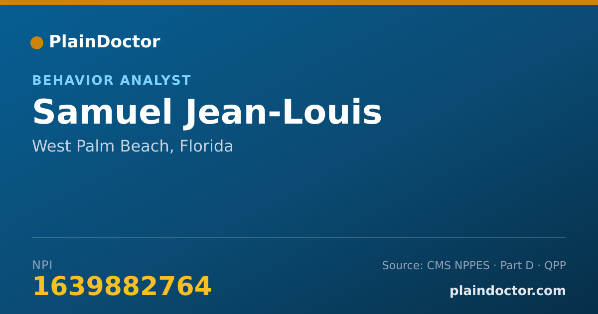Shareable card for Samuel Jean-Louis - Behavior Analyst, West Palm Beach, FL