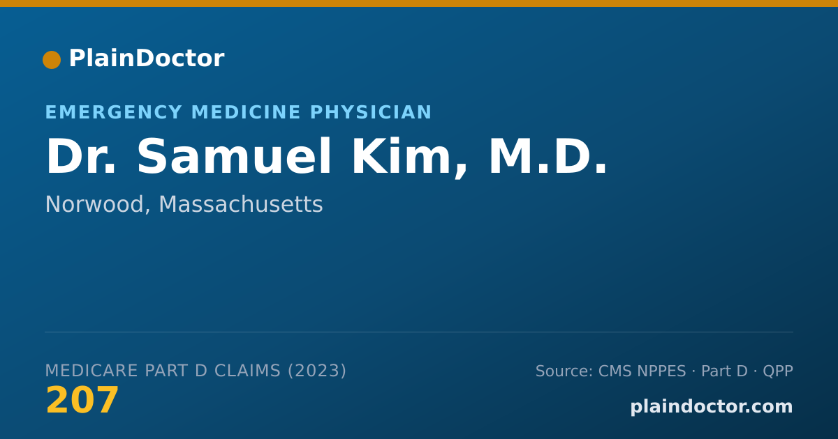 Shareable card for Samuel Kim, M.D. - Emergency Medicine Physician, Norwood, MA