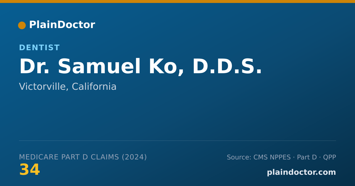 Shareable card for Samuel Ko, D.D.S. - Dentist, Victorville, CA